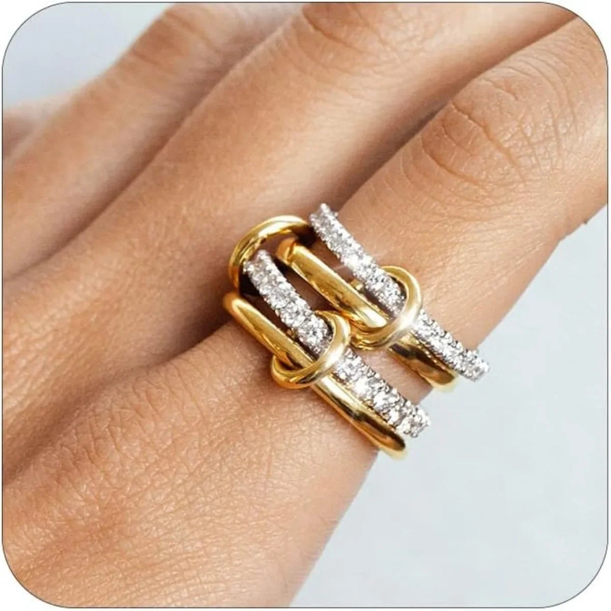 Simple Dual Tone Copper Band Ring Set - BritishElegance