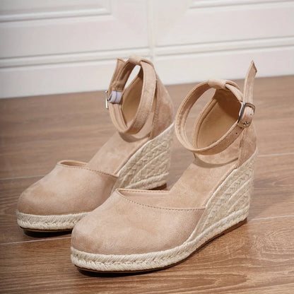 Suede Strap Wedge Sandals for Women