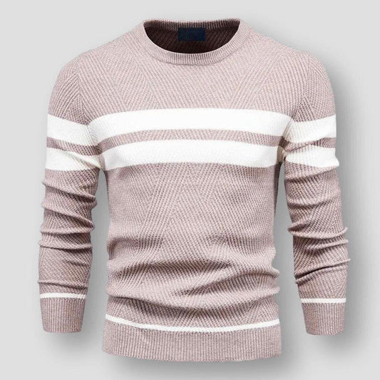 Warm Winter Striped Crew Neck Sweater - VogeLuxe