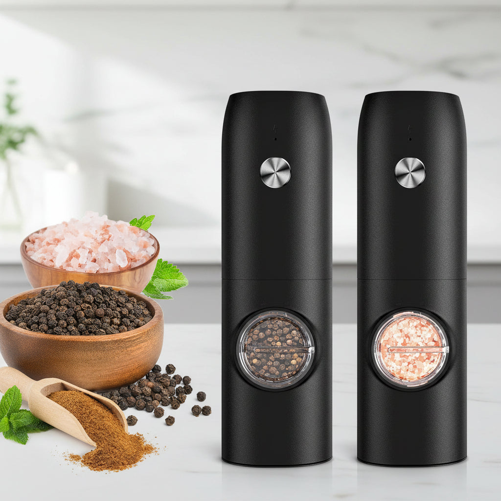 Automatic Salt Pepper Mill Rechargeable Stainless Steel Grinder - VogeLuxe