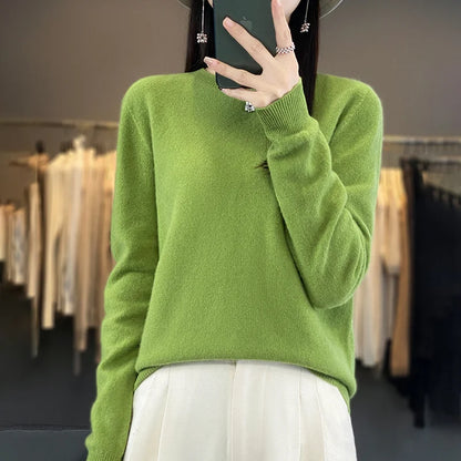 Soft Merino Wool Crew Neck Winter Sweater For Women