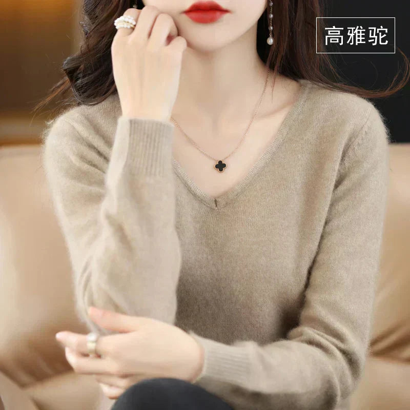 Luxurious Cashmere V Neck Sweater for Women