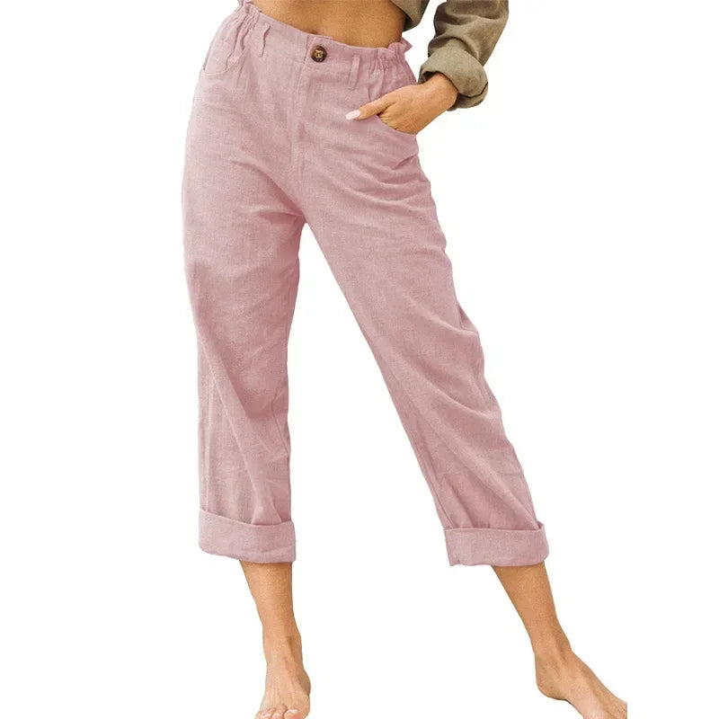 Lightweight Women's Casual Linen Pants with Pockets