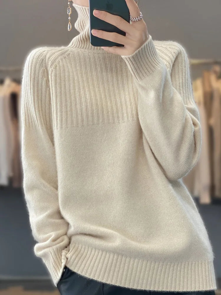 Cozy Women's Soft Wool Turtleneck Sweater