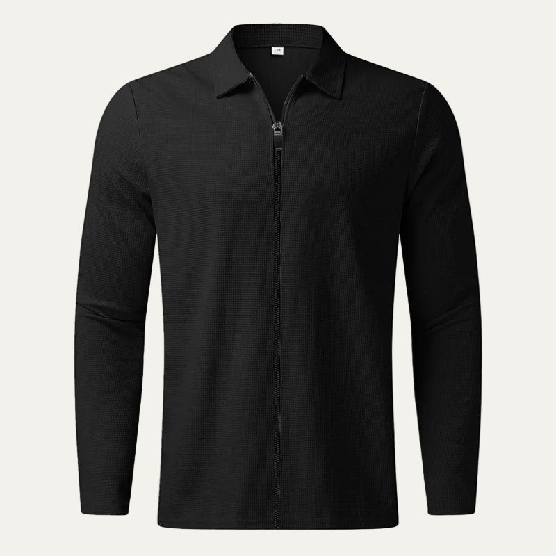 VogeLuxe | Men’s Textured Zip Up Collared Jacket