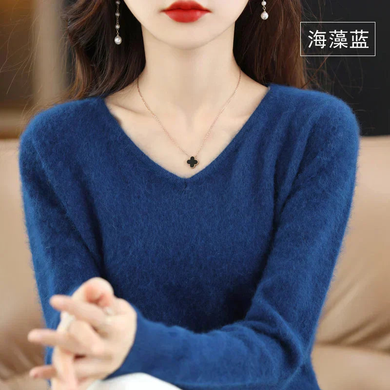 Luxurious Cashmere V Neck Sweater for Women