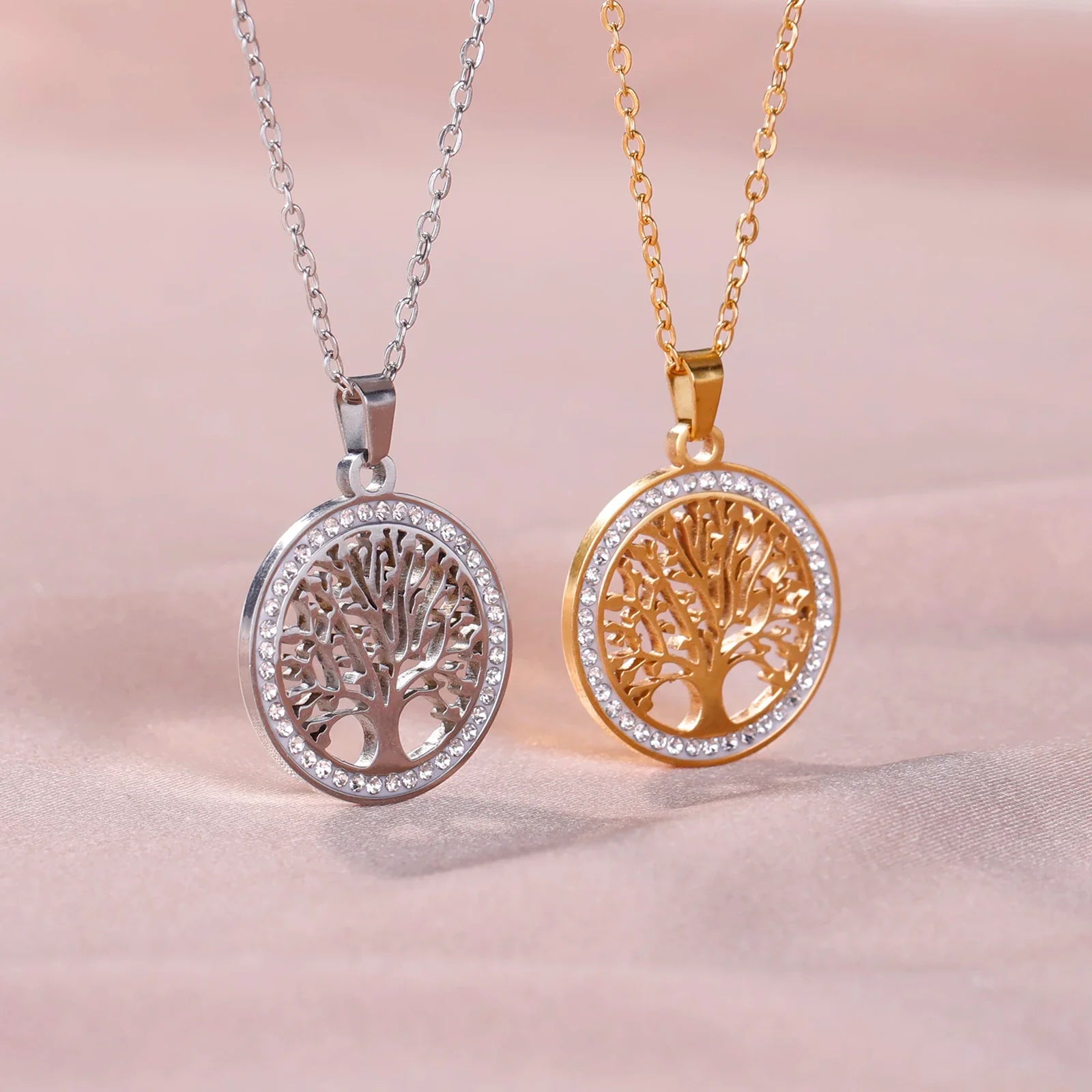 Nature Inspired Tree of Life Crystal Pendant Necklace - VogeLuxe