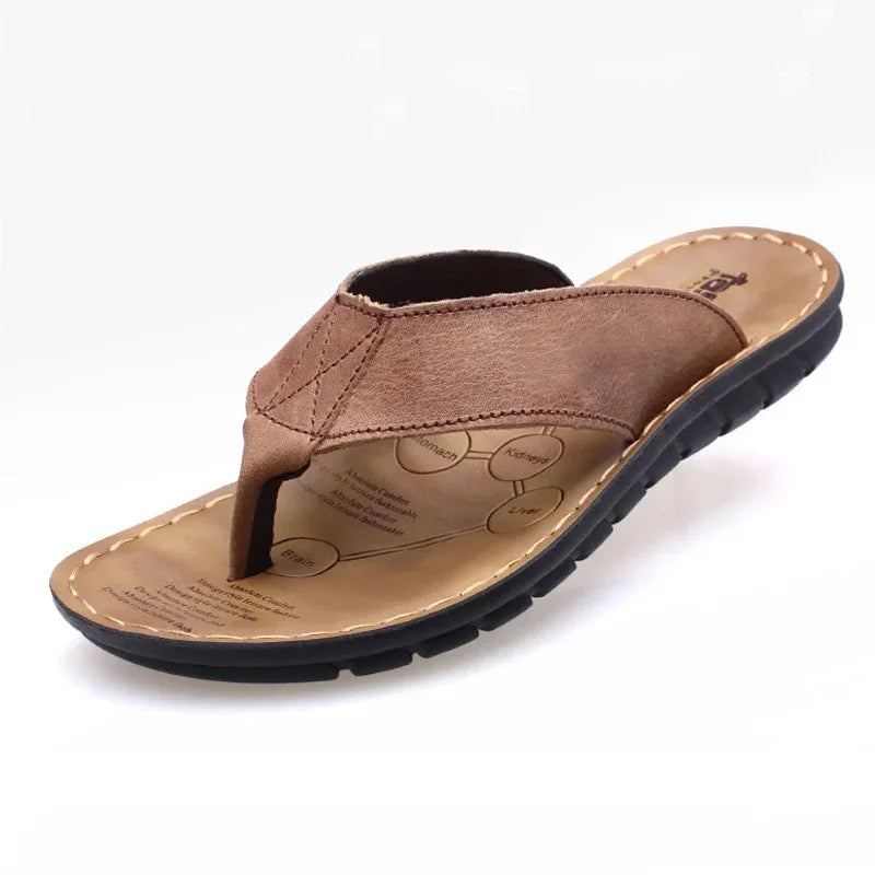 Comfortable Mens Leather Sandals - Soft & Slip Resistant - VogeLuxe