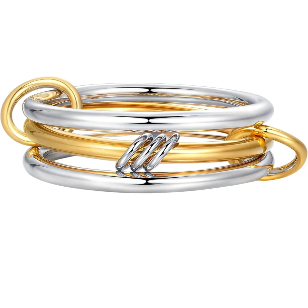 Simple Copper Mixed Metal Ring Set