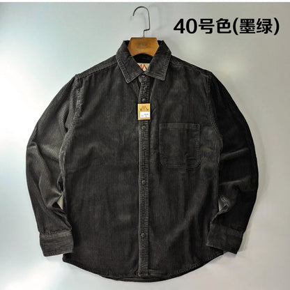 Classic Casual Corduroy Button Down Shirt for Men