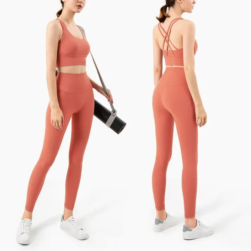 Women's Breathable Yoga Set 2 Piece Sports Leggings Top - VogeLuxe