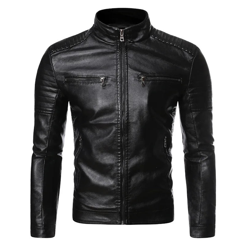 Men's Synthetic Leather Biker Jacket