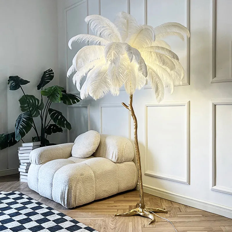 Luxurious Copper Feather Floor Lamp - VogeLuxe
