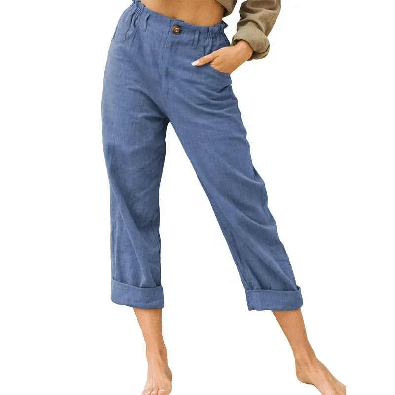 Lightweight Women's Casual Linen Pants with Pockets