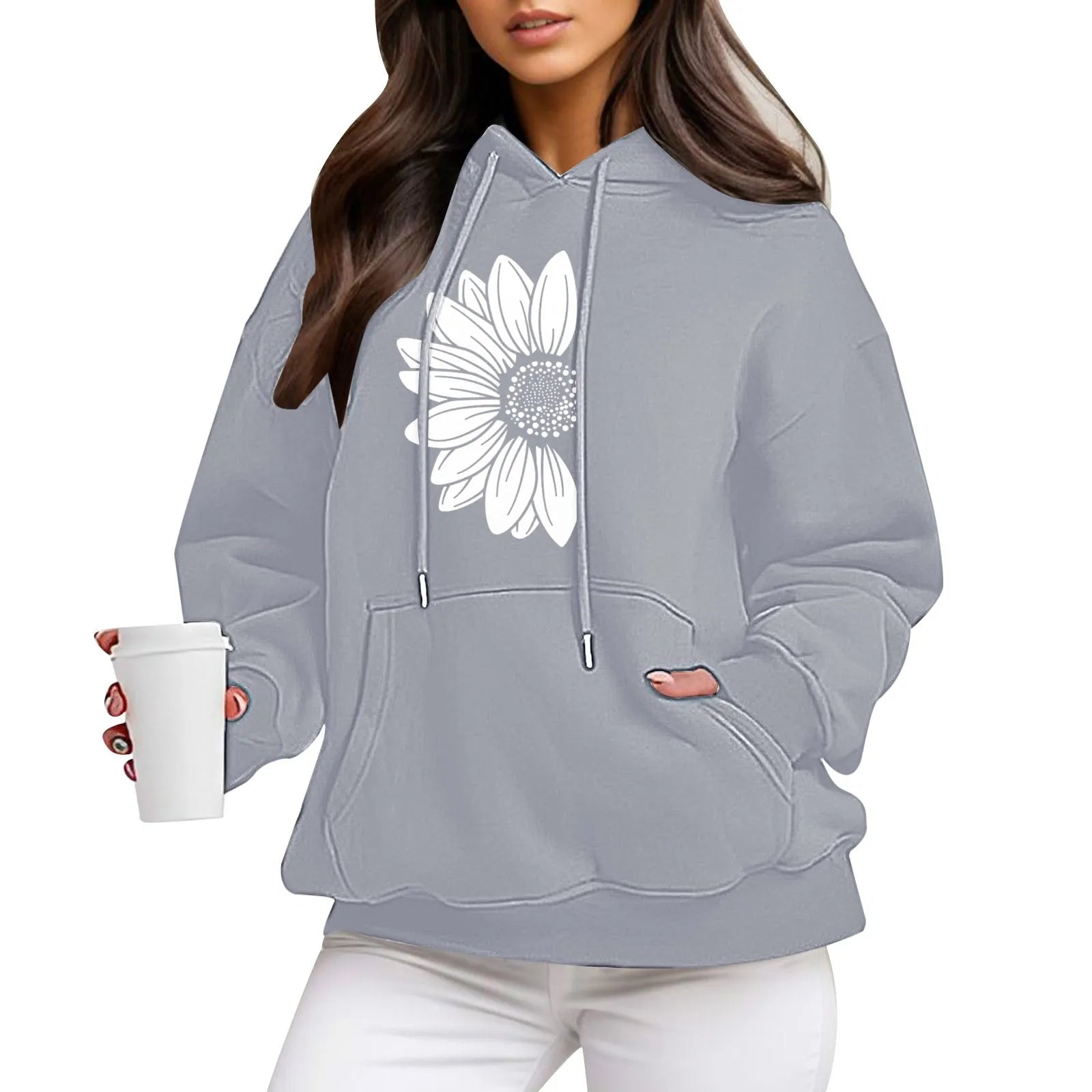 Cozy Women's Hooded Sweatshirt with Floral Design - VogeLuxe