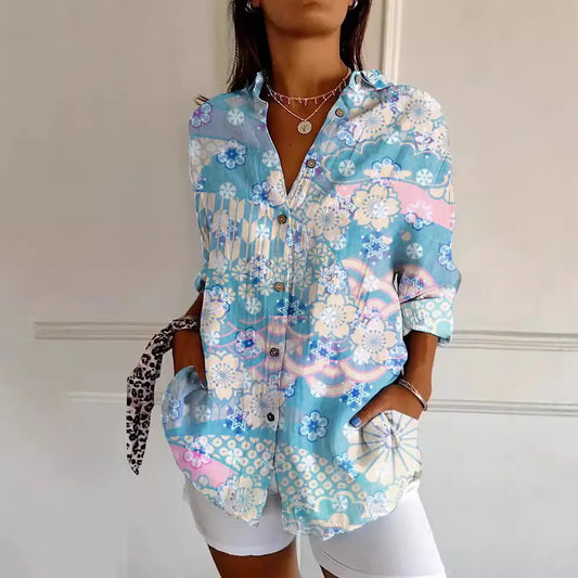 Beautiful Flower Women's Blouse Shirt - VogeLuxe