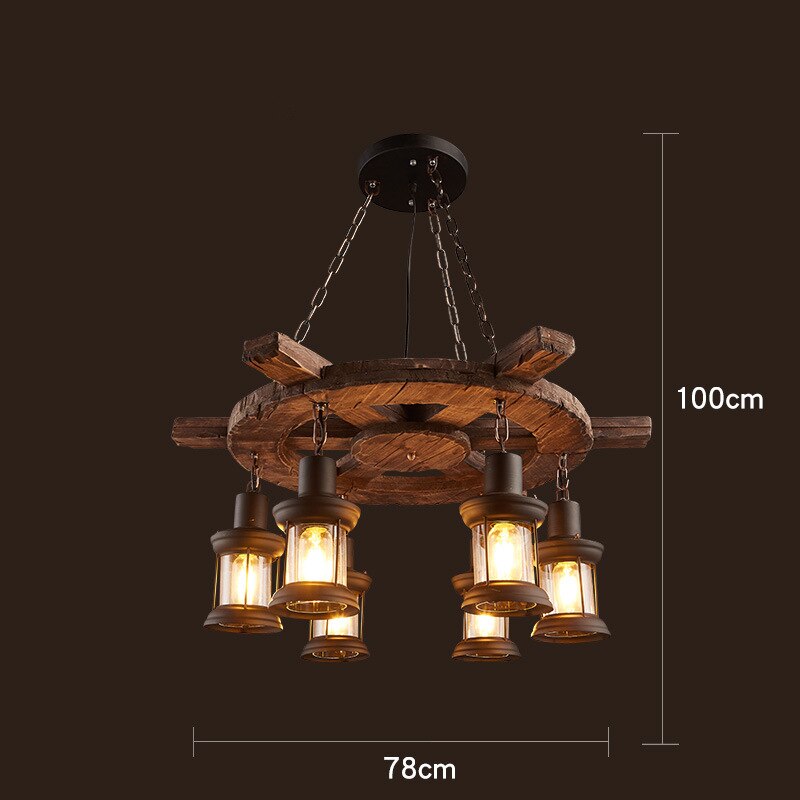 Rustic Wooden LED Pendant Light
