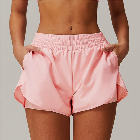 Women's Comfortable High-Waist Yoga Running Shorts - VogeLuxe