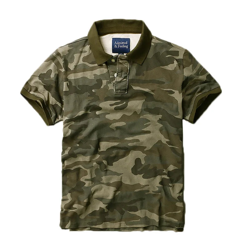 Lightweight Camo Polo Shirt – Mens Short Sleeve T-Shirt - VogeLuxe
