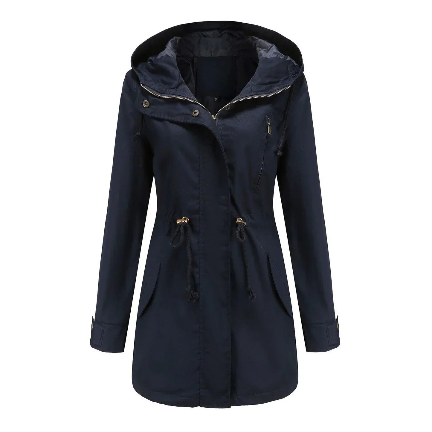 Waterproof Women's Hooded Raincoat with Secure Zip