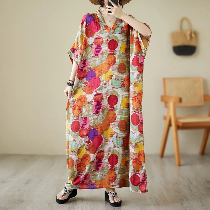 Free-Spirited Global Maxi Sundress - Relaxed Casual Wear
