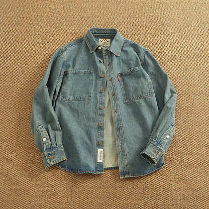 Classic Relaxed Fit Denim Shirt Jacket for Men