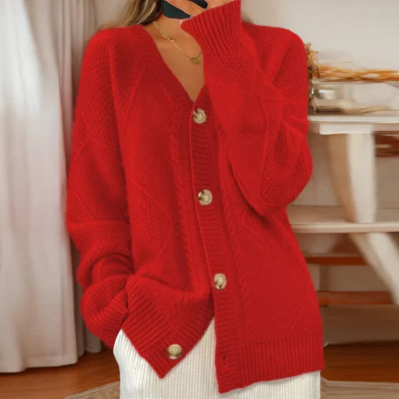 Cozy Women's Cable Knit Button Cardigan Sweater