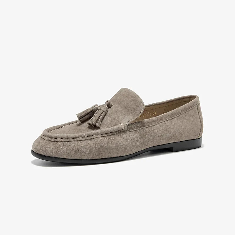 Luxury Fringed Suede Slip On Shoes - BritishElegance