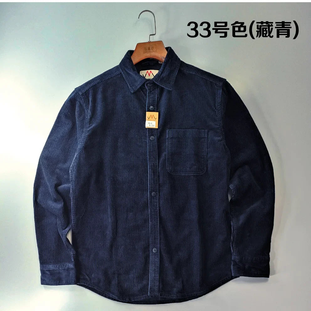 Classic Casual Corduroy Button Down Shirt for Men