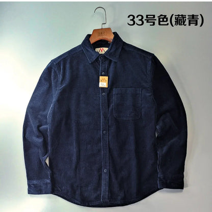 Classic Casual Corduroy Button Down Shirt for Men