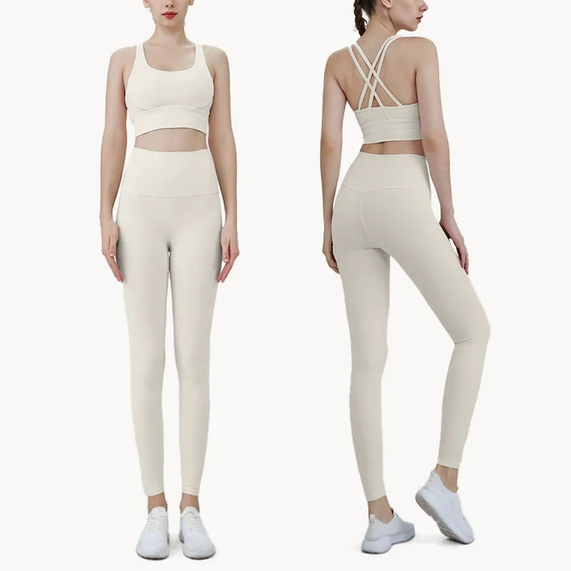 Women's Breathable Yoga Set 2 Piece Sports Leggings Top