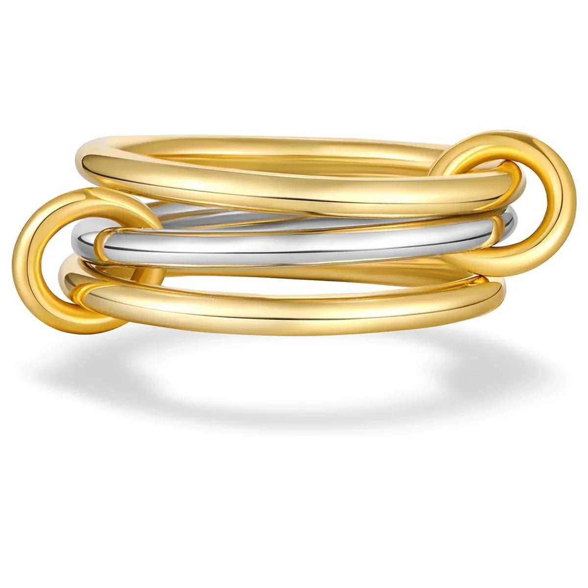 Simple Dual Tone Copper Band Ring Set