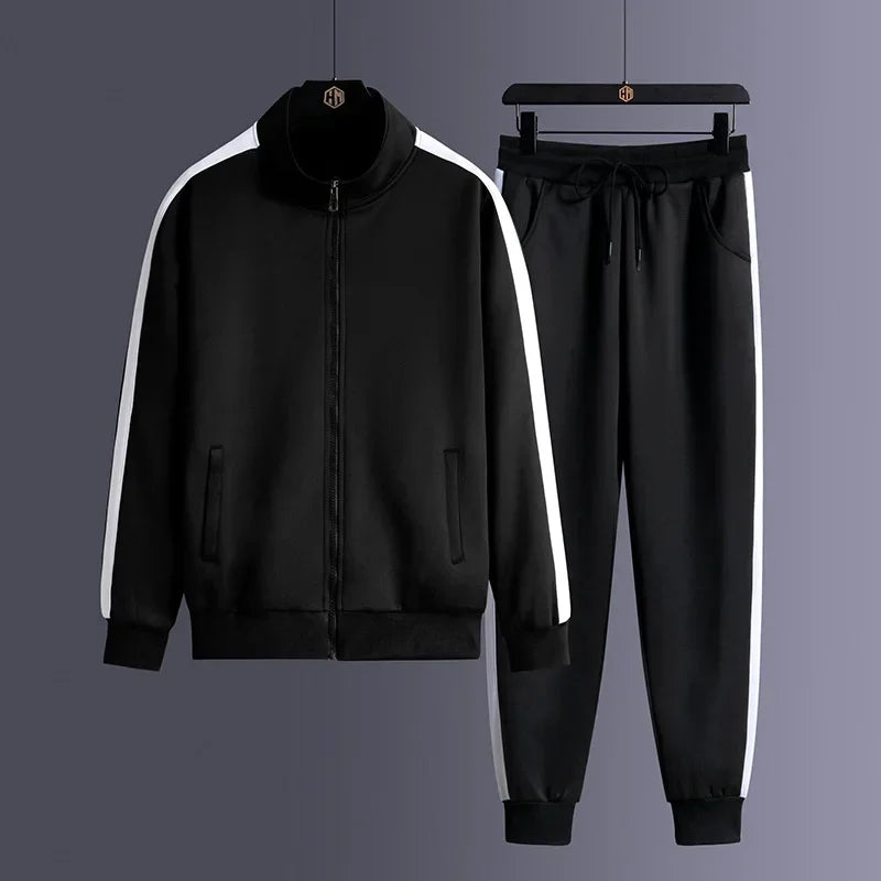 Men's Fashionable Striped Tracksuit Set