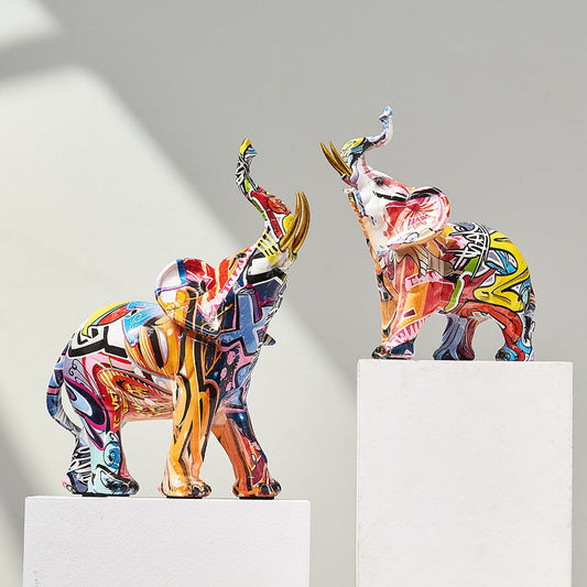 White Hand Painted Elephant Figurine - VogeLuxe