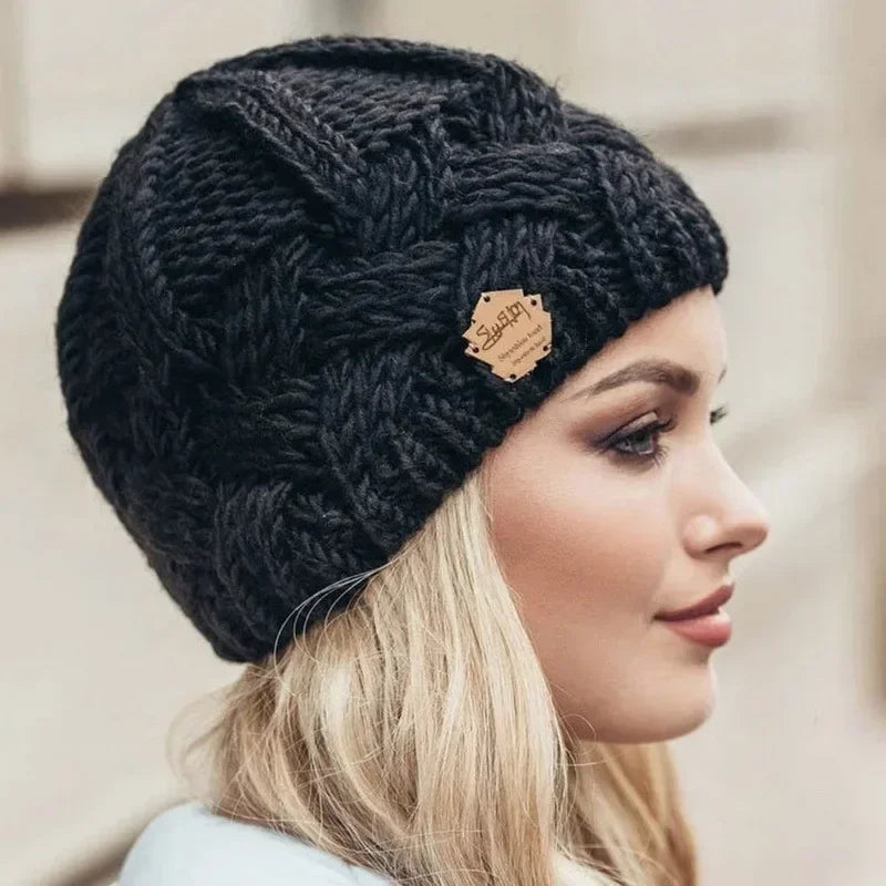 Warm Winter Knit Beanie for Ladies