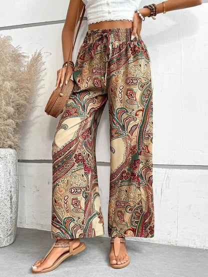 Comfortable Loose Fit Stretchy Printed Women's Trousers