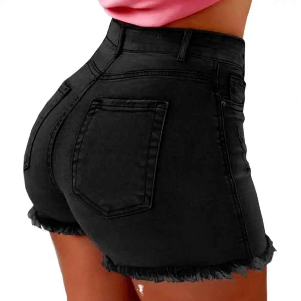 Distressed High Waist Denim Hot Shorts for Women