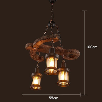 Rustic Wooden LED Pendant Light