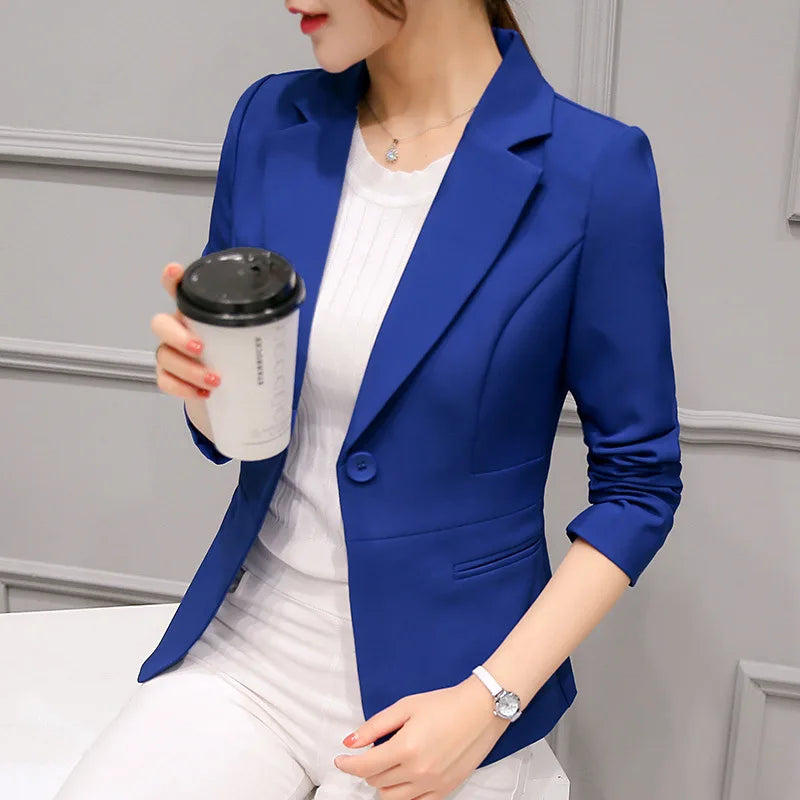 Classic Fit Navy Blue Business Jacket for Women