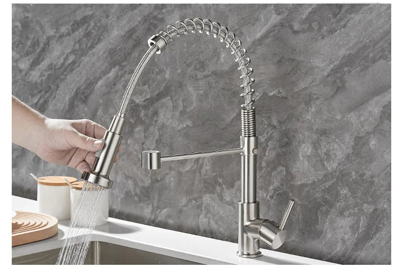 Luxury 2 Handle Kitchen Faucet In Black Gold Finish