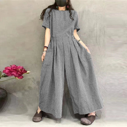 Floral Loose-Fit Jumpsuit - Elastic Waist Summer Romper