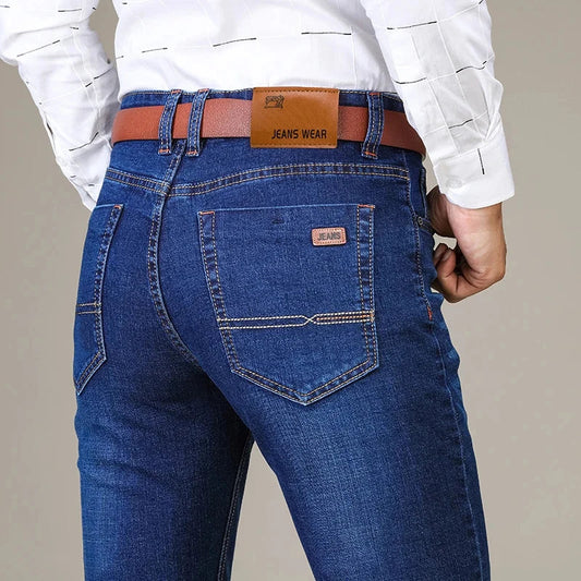 Comfortable Fit Black Navy Men's Straight Jeans - VogeLuxe