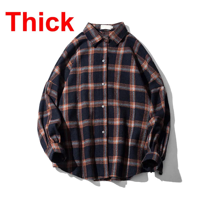Big Plaid Flannel Shirt Men - Warm Casual Long Sleeve