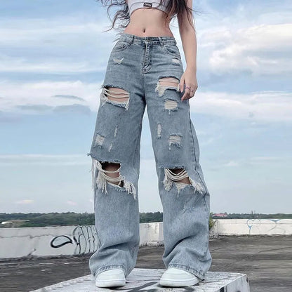 Distressed Casual Women's Ripped Jeans