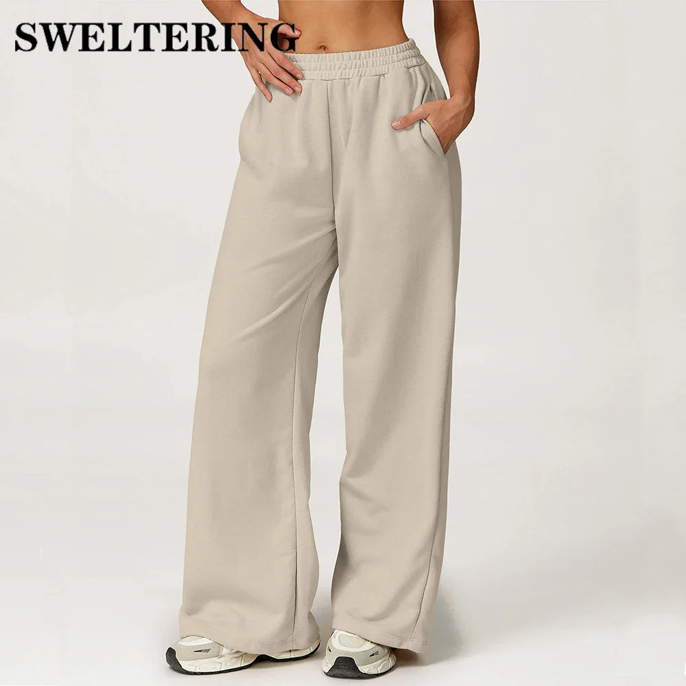 Comfortable Women's Wide Leg Fitness Pants - BritishElegance