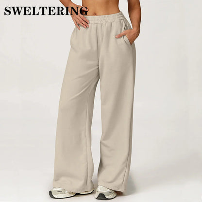 Comfortable Women's Wide Leg Fitness Pants - BritishElegance