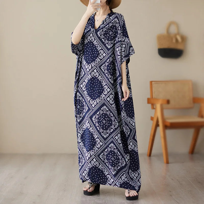 Free-Spirited Global Maxi Sundress - Relaxed Casual Wear