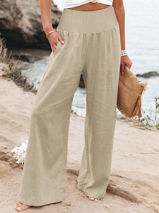 Comfortable High Waist Loose Fit Linen Pants - VogeLuxe