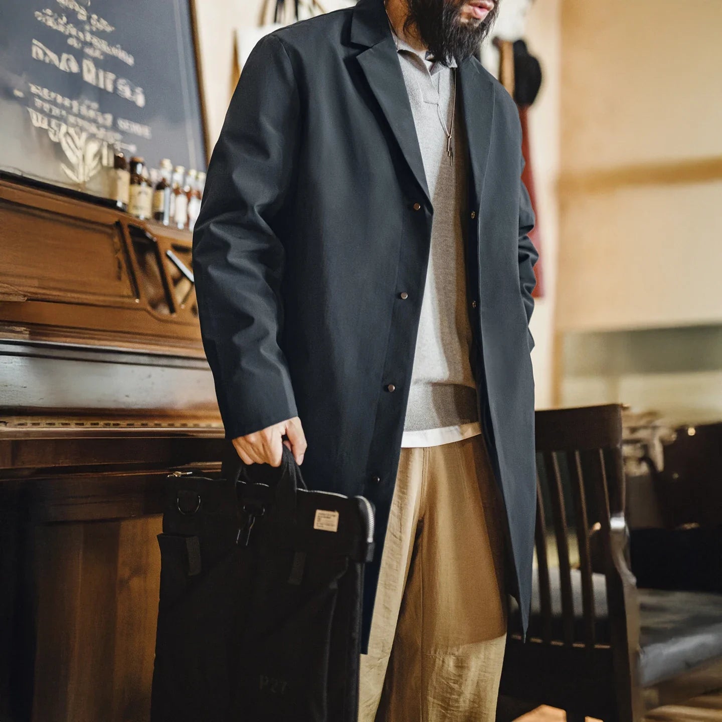 Classic Retro Long Men's Trench Coat