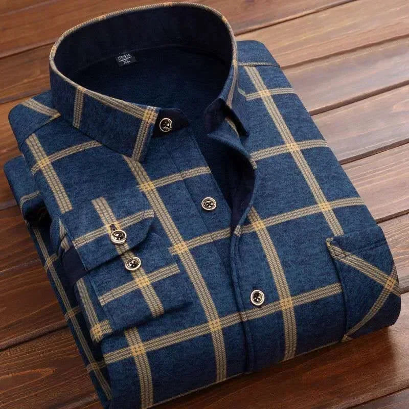 Cozy Plaid Flannel Shirt for Men - Warm Fleece Lined